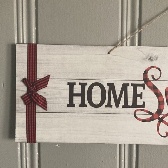 NWT Slatted Wood Horizontal Home Sweet Home Decor Sign w/ Bows - Picture 3 of 14